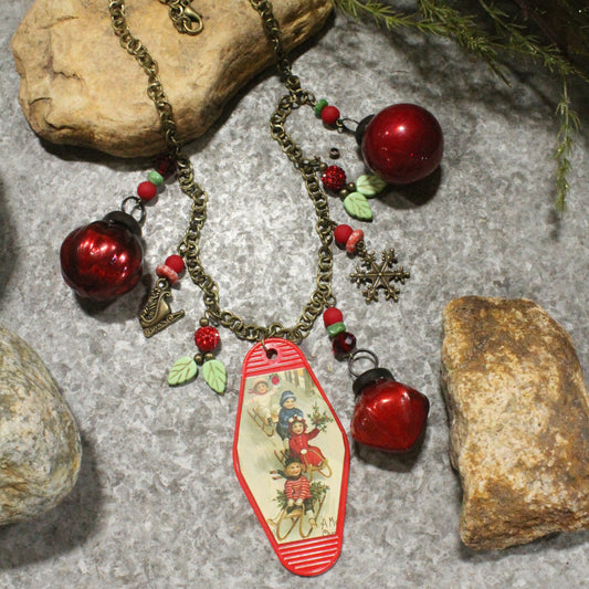 Vintage Christmas In The Eyes Of A Child Charm'd Necklace