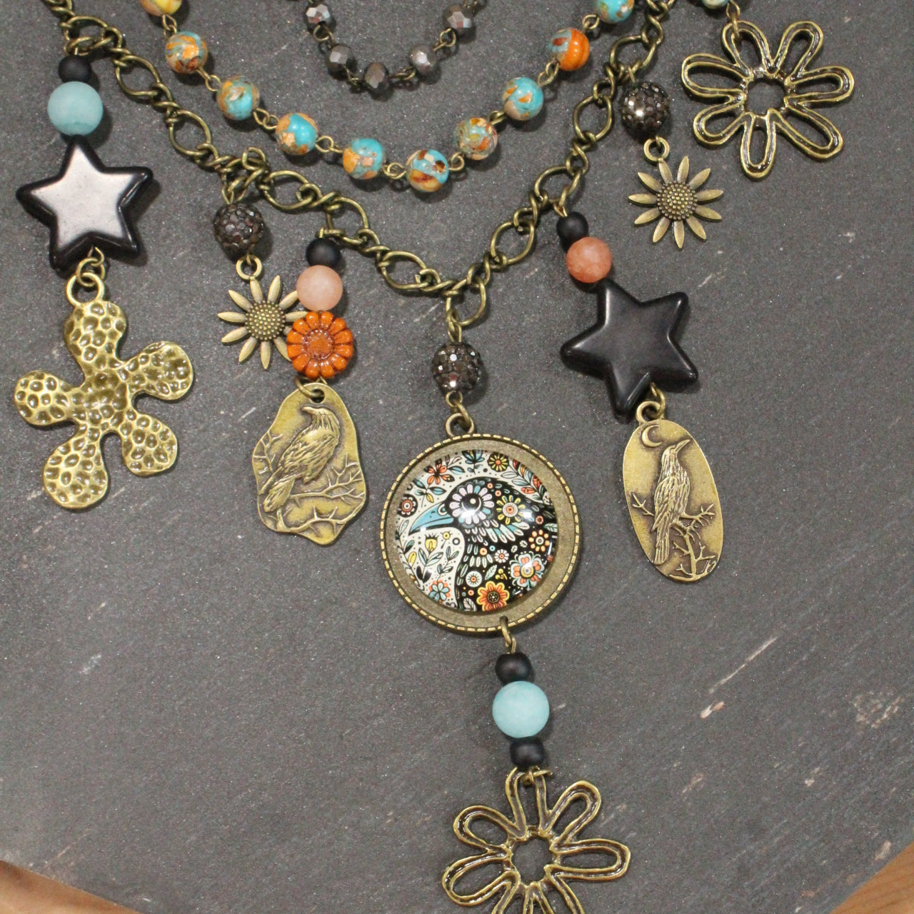 Flourishing Ravens Charm'd Necklace