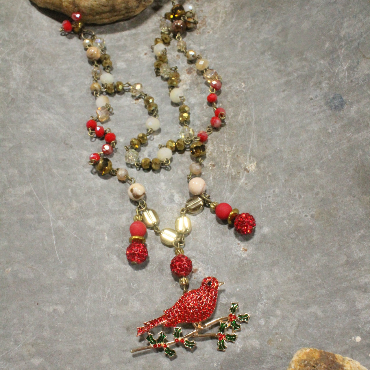 Golden Cardinal Layered Necklace