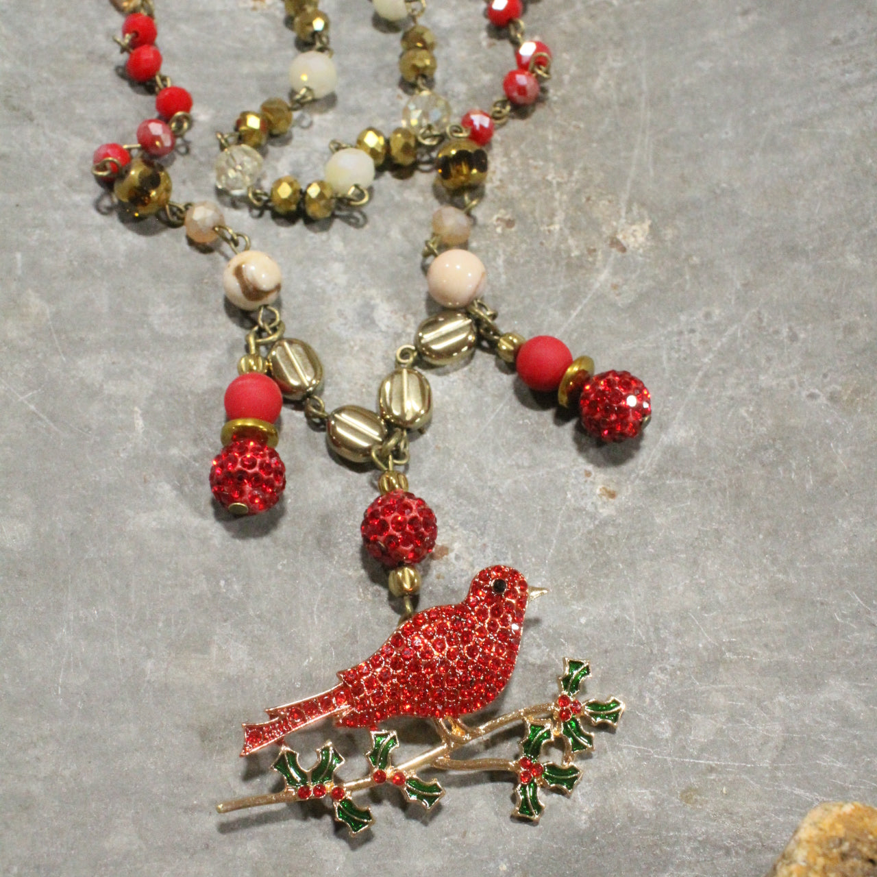 Golden Cardinal Layered Necklace