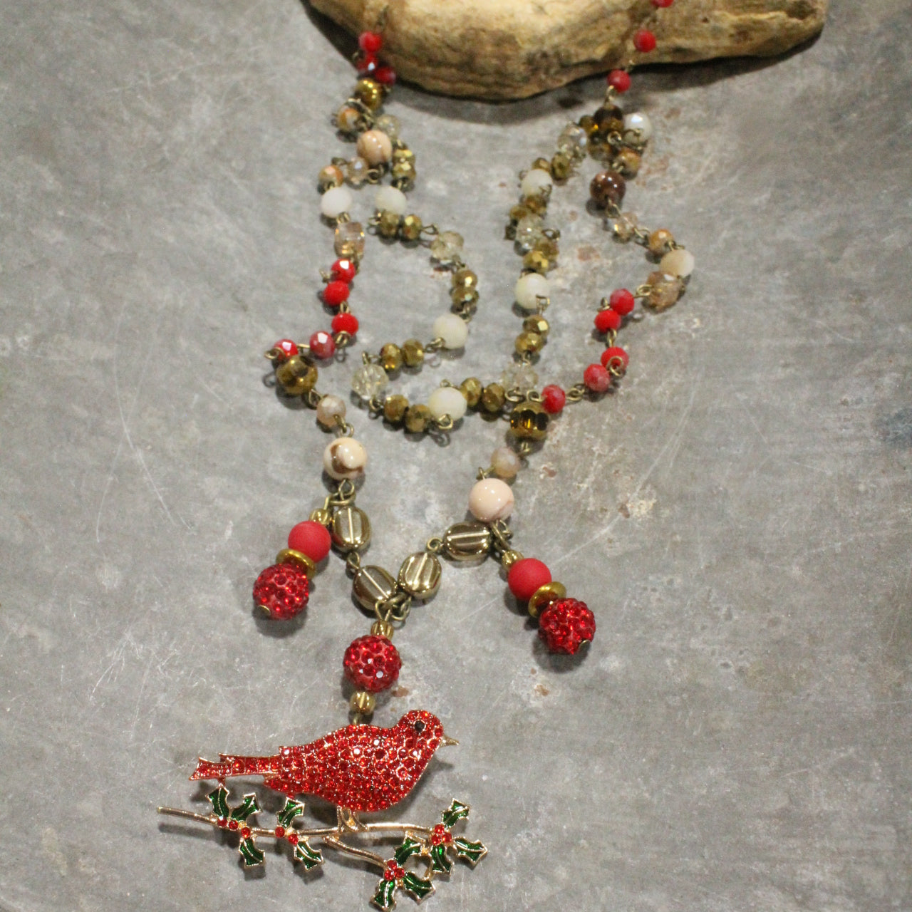 Golden Cardinal Layered Necklace