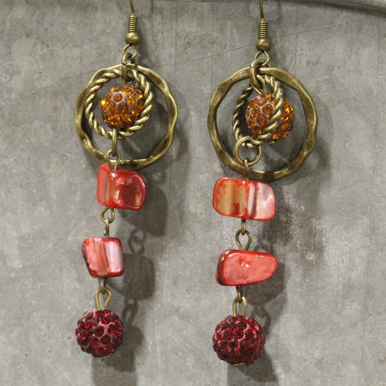 Vintage Recycled Cardinal Matching Dangle Drop Earrings