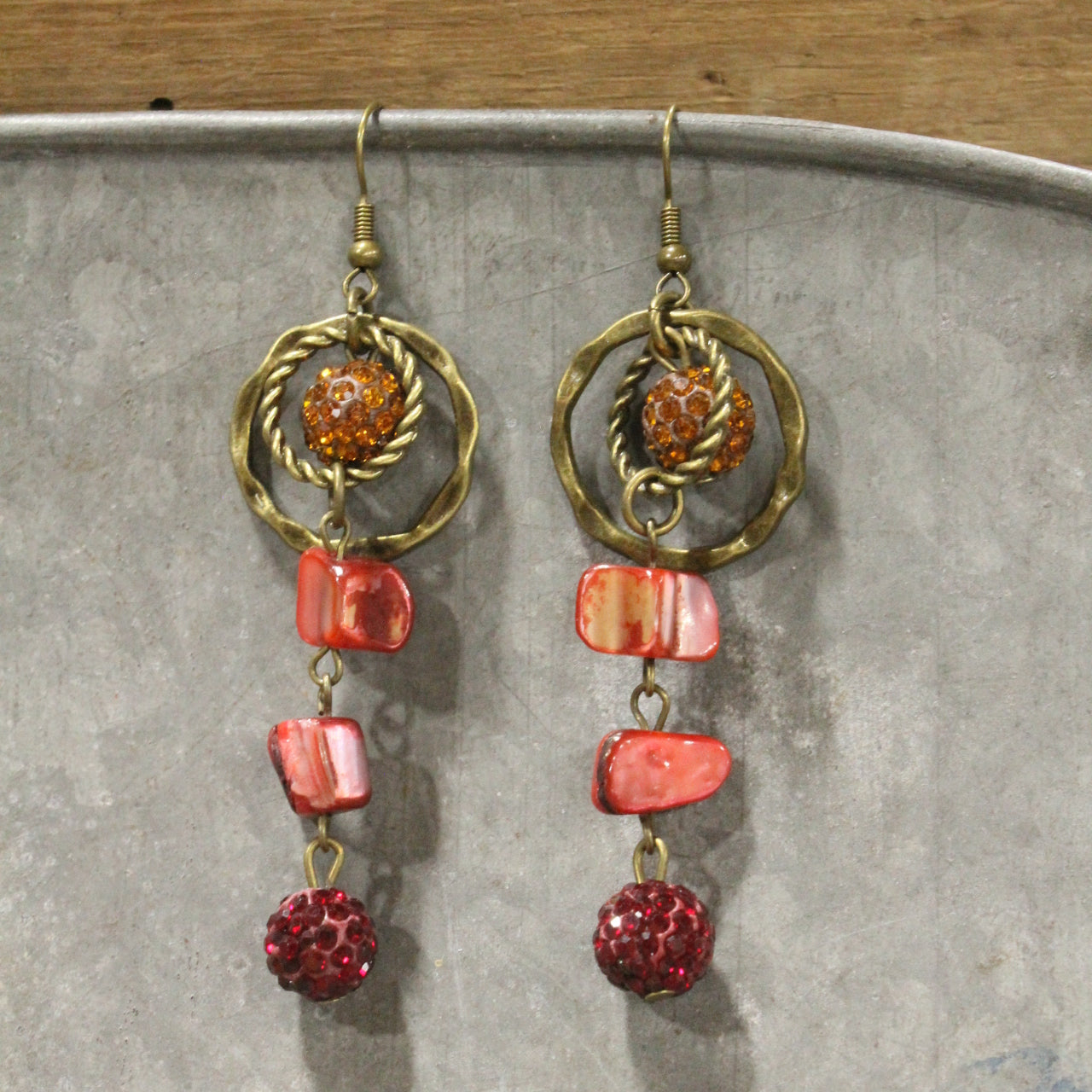 Vintage Recycled Cardinal Matching Dangle Drop Earrings