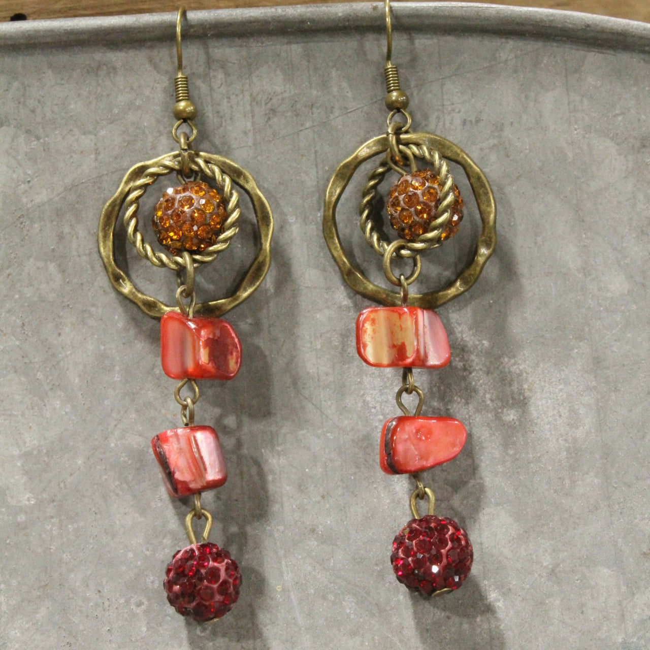 Vintage Recycled Cardinal Matching Dangle Drop Earrings