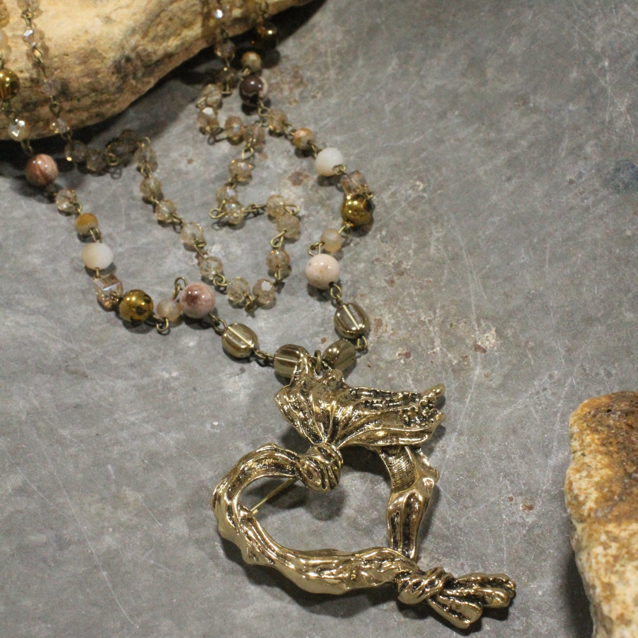 Ribbons & Wraps Heart Layered Necklace