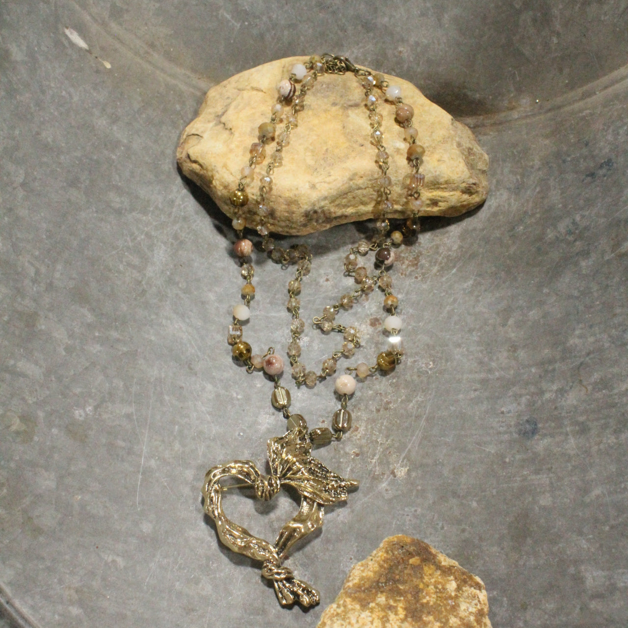 Ribbons & Wraps Heart Layered Necklace