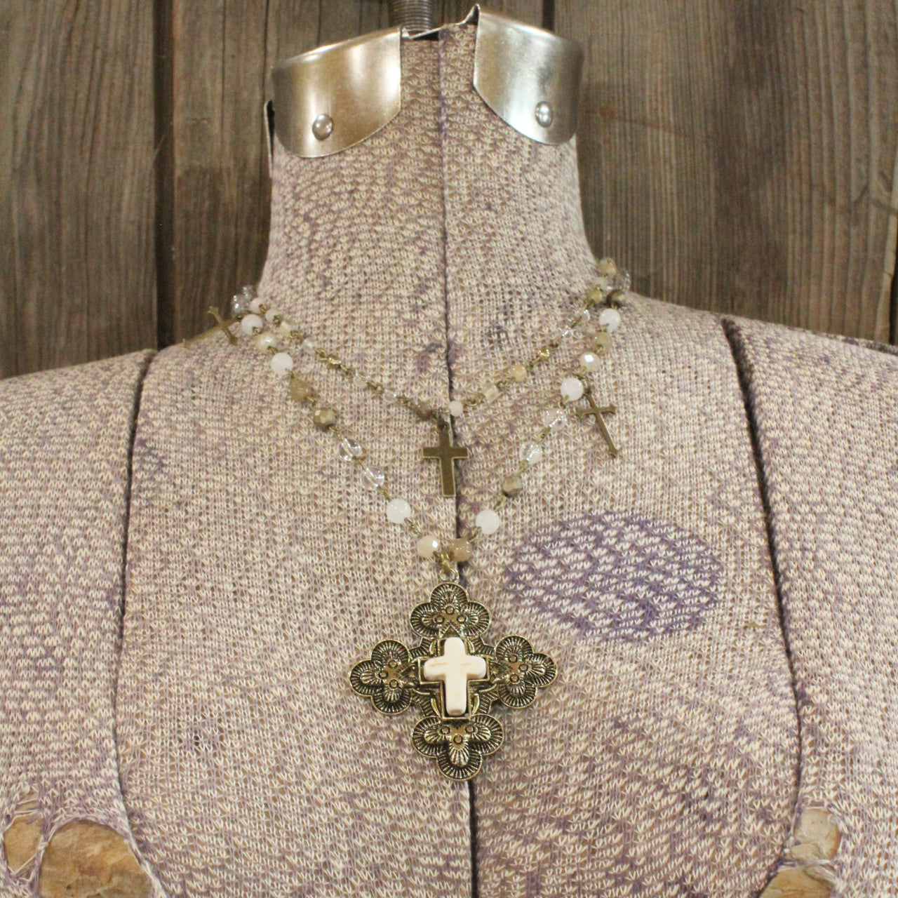 Bright Sunny Days Stone Cross Layered Necklace