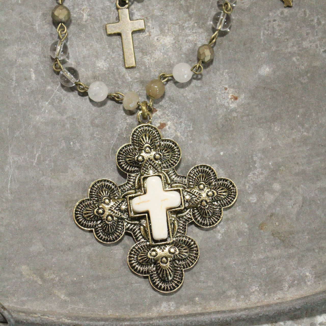 Bright Sunny Days Stone Cross Layered Necklace