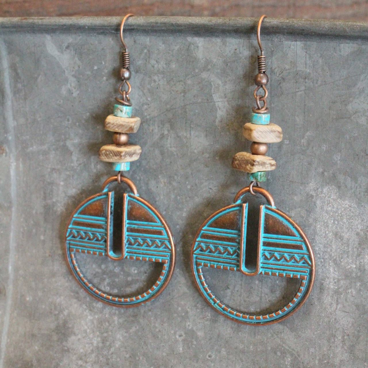 Ethnic Antique Verdigris Dangle Earrings