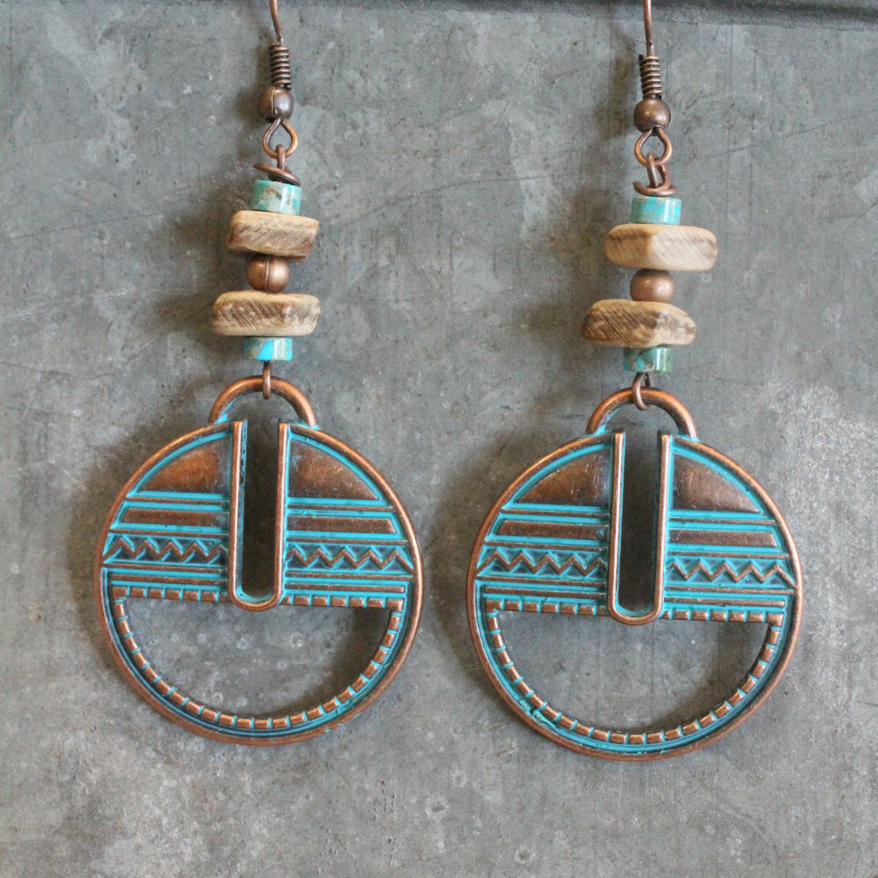 Ethnic Antique Verdigris Dangle Earrings