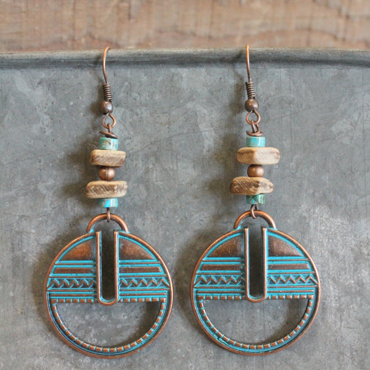 Ethnic Antique Verdigris Dangle Earrings