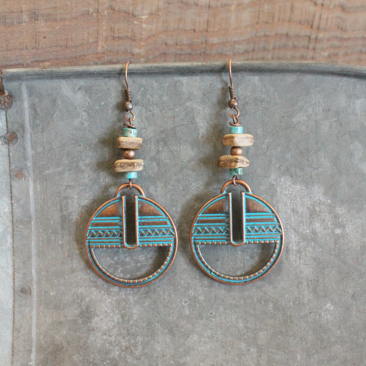 Ethnic Antique Verdigris Dangle Earrings