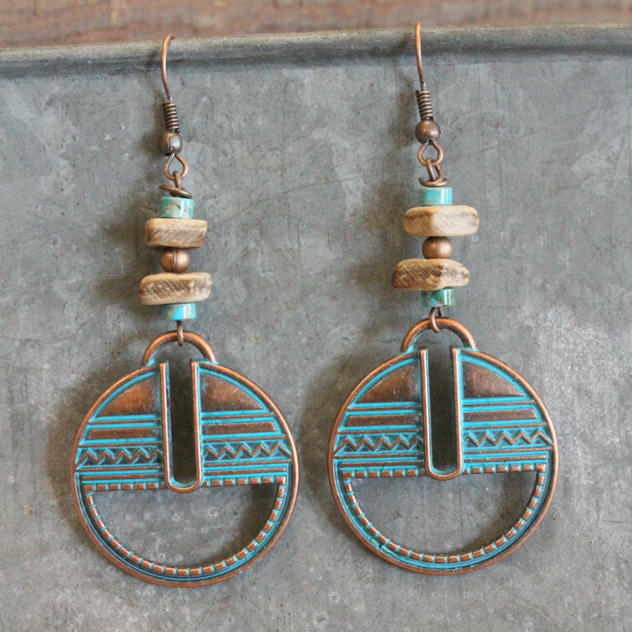 Ethnic Antique Verdigris Dangle Earrings