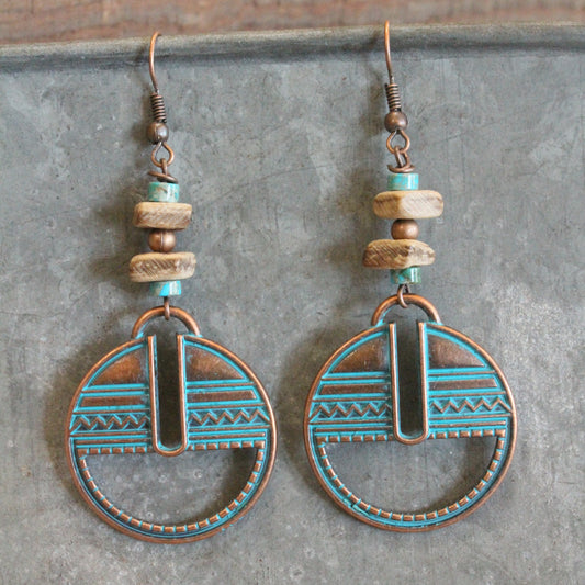 Ethnic Antique Verdigris Dangle Earrings