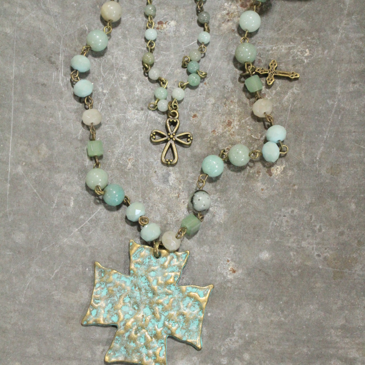 Passionate About Patina Cross Layered Necklace