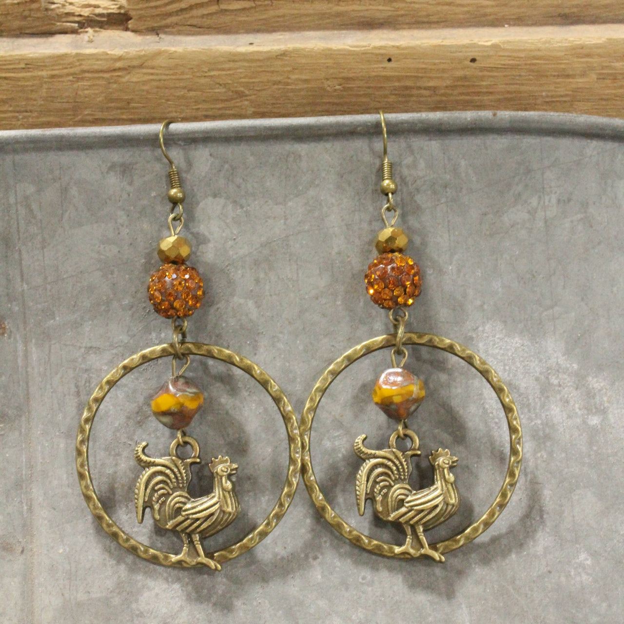 Early Morning Riser Rooster Dangle Earrings