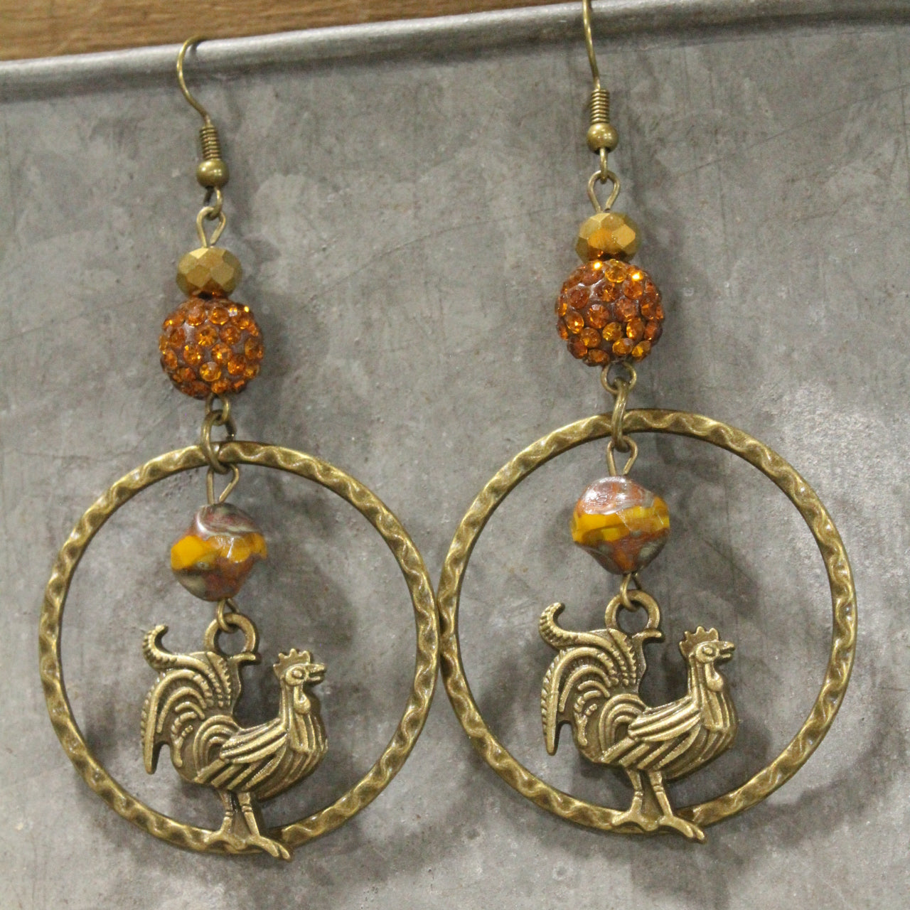 Early Morning Riser Rooster Dangle Earrings