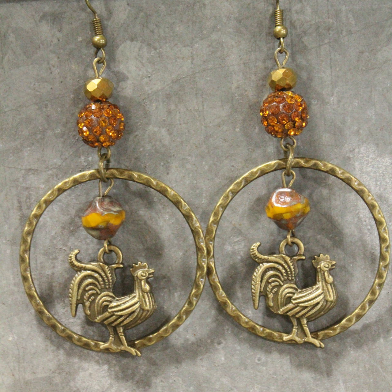 Early Morning Riser Rooster Dangle Earrings