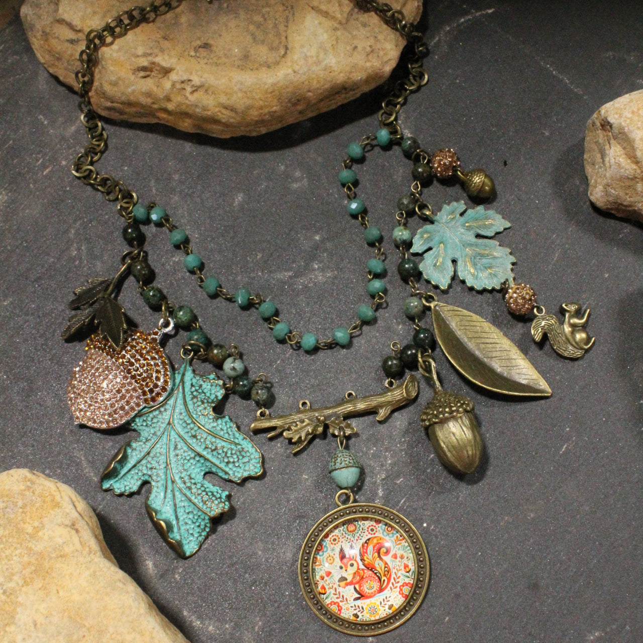 Just A Bit Squirrely Charm'd Necklace