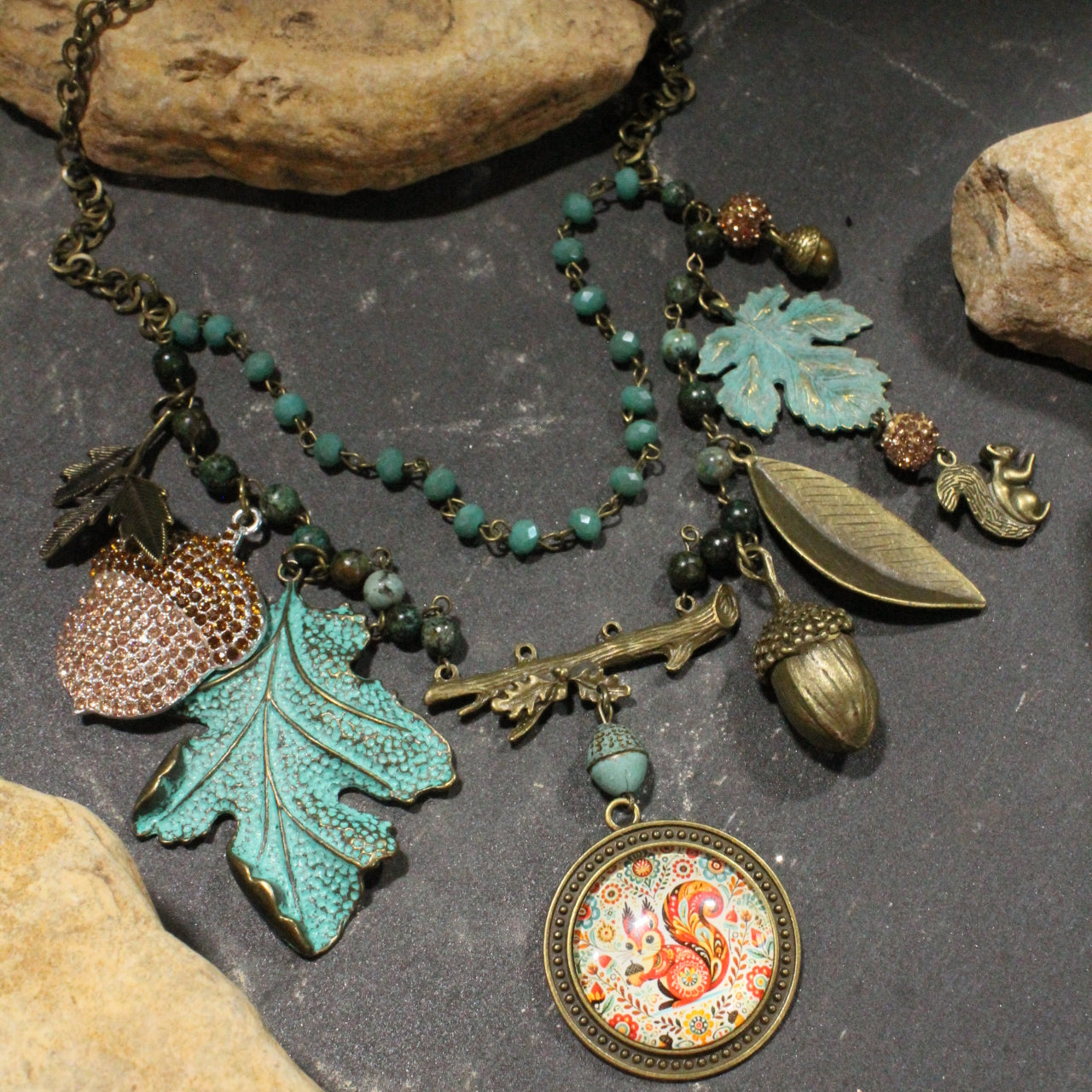 Just A Bit Squirrely Charm'd Necklace
