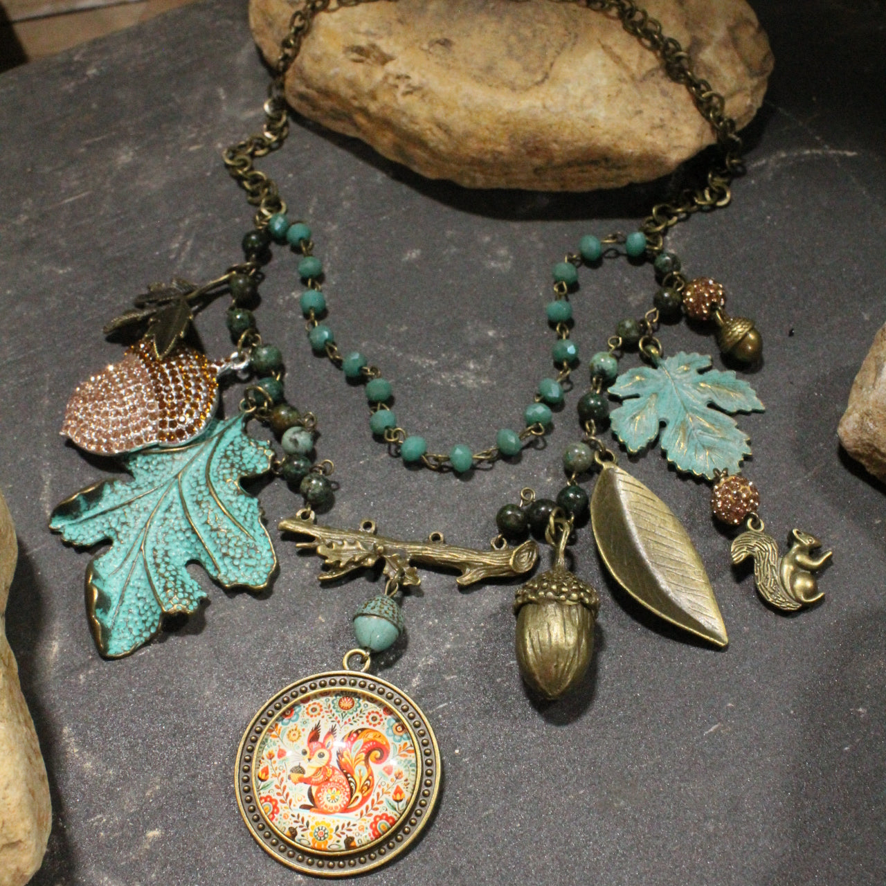 Just A Bit Squirrely Charm'd Necklace