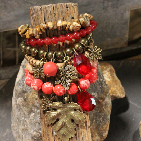 Red Maples Are My Favorite Charm'd Bracelet Set