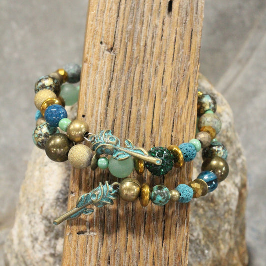 A Single Stemmed Rose Wrap Bracelet