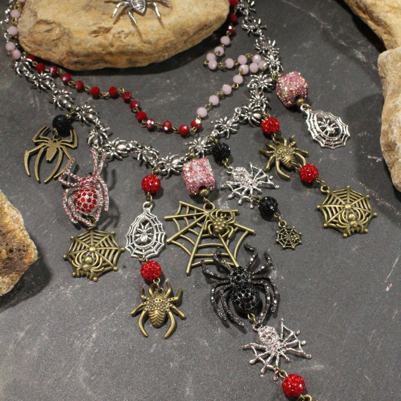 Spiders Crawling Up Your Back Charm'd Necklace