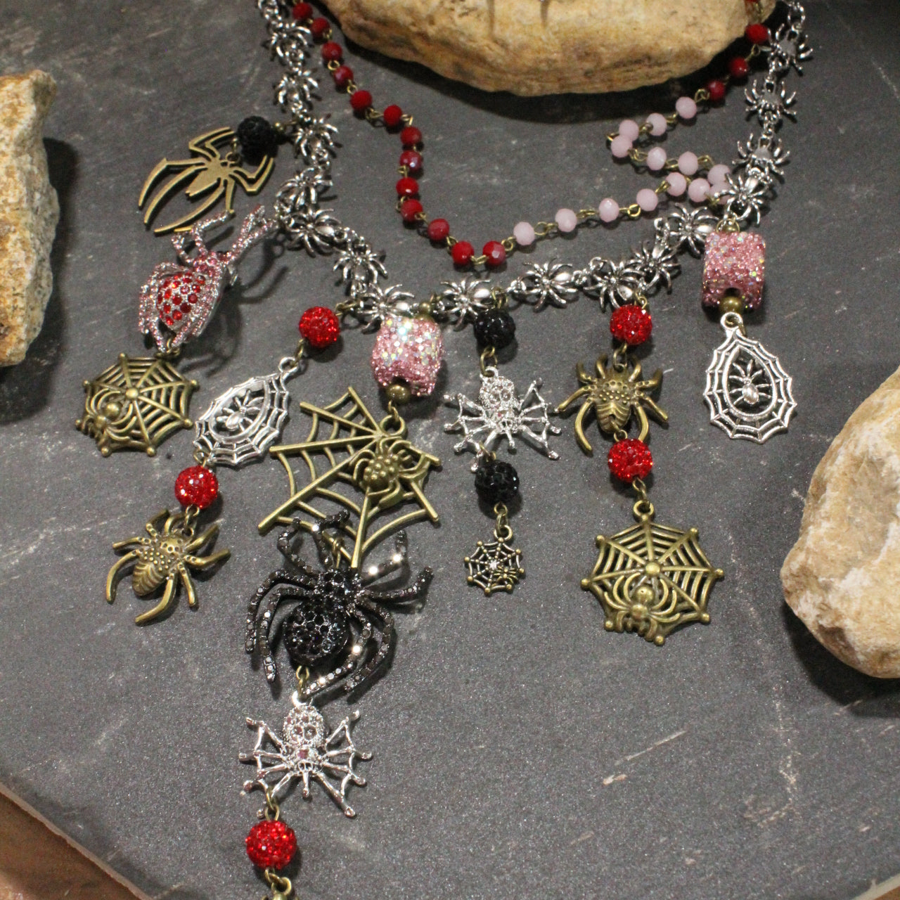 Spiders Crawling Up Your Back Charm'd Necklace