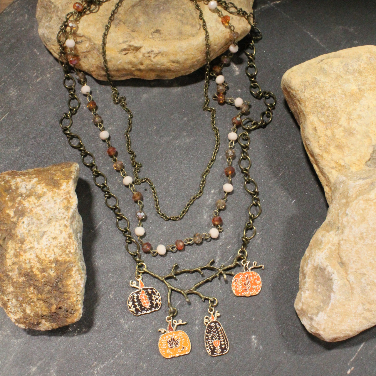 Vining Pumpkin Patch Charm'd Necklace