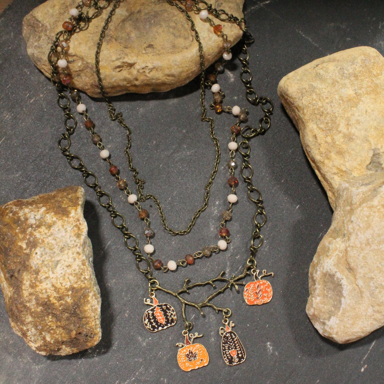Vining Pumpkin Patch Charm'd Necklace
