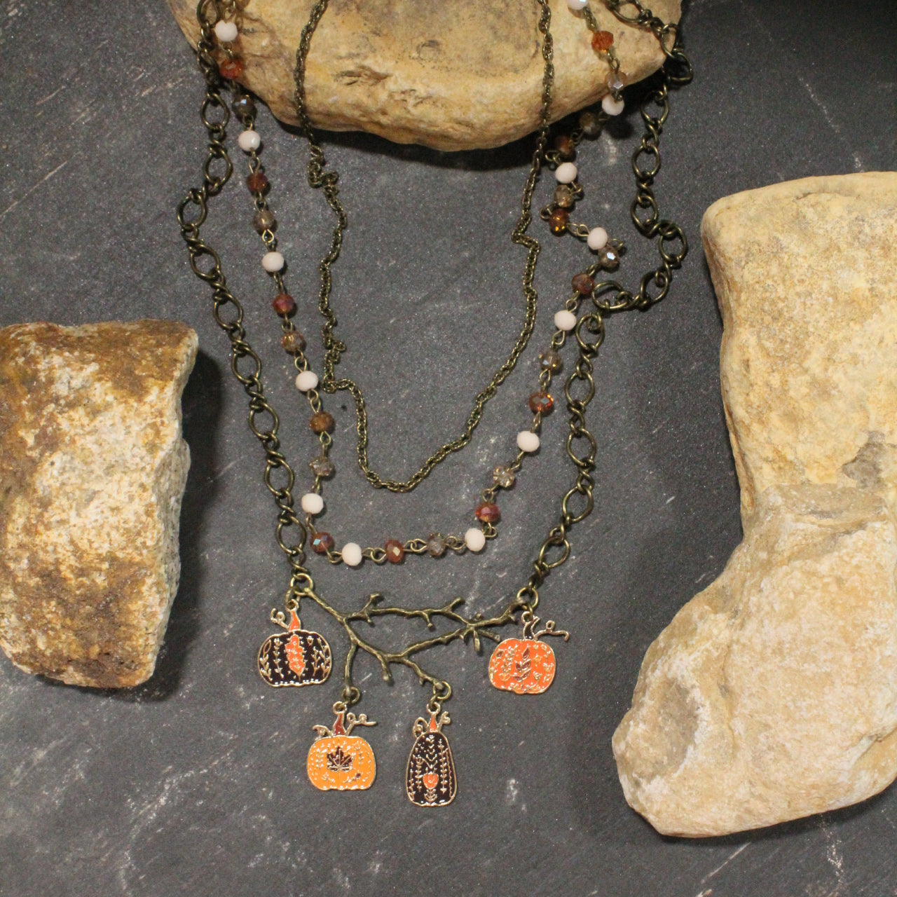 Vining Pumpkin Patch Charm'd Necklace