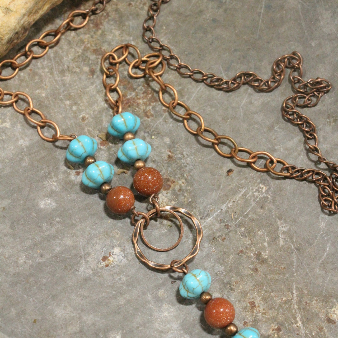 Copper Witches Hat & Pumpkin Pendant Necklace