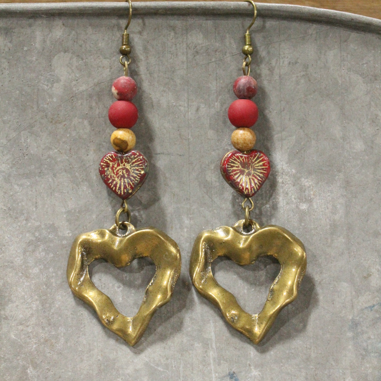 Heart Throb Czech Stone Dangle Earrings