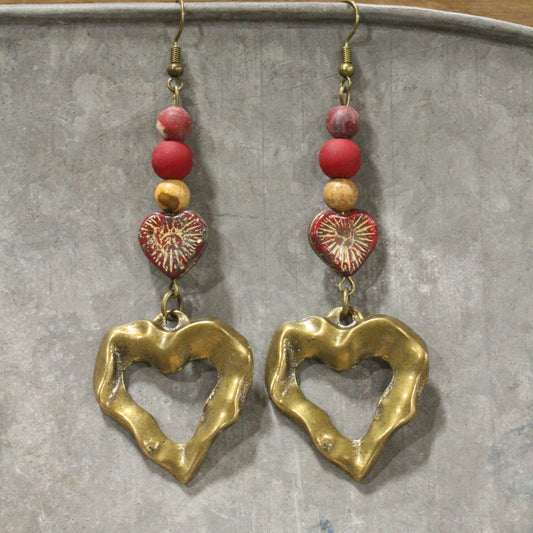 Heart Throb Czech Stone Dangle Earrings