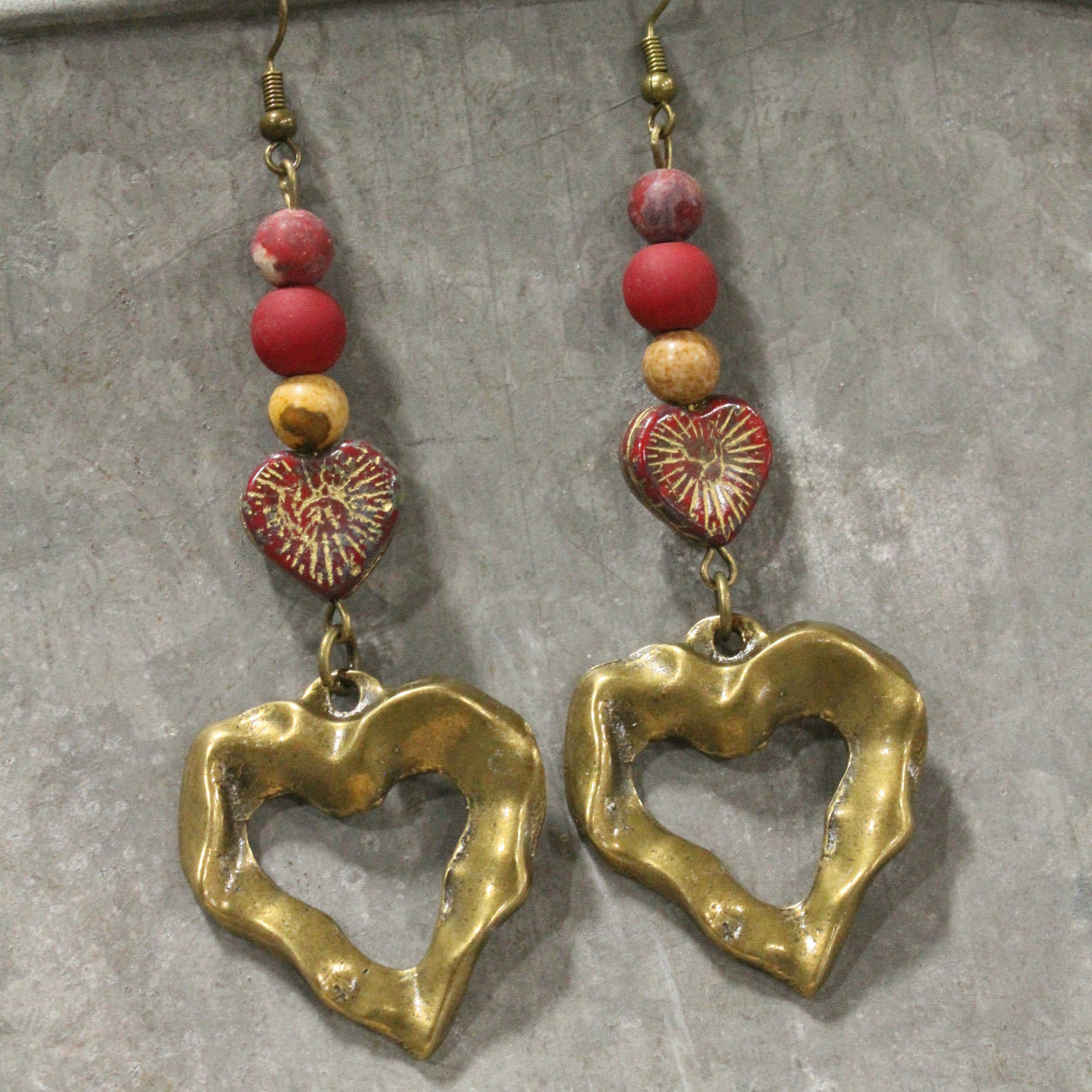 Heart Throb Czech Stone Dangle Earrings