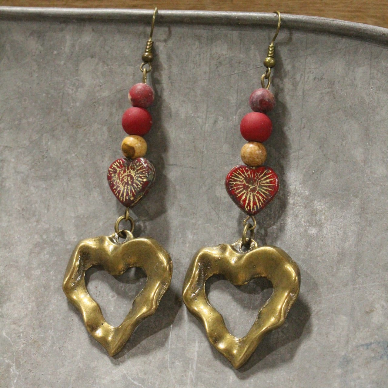 Heart Throb Czech Stone Dangle Earrings