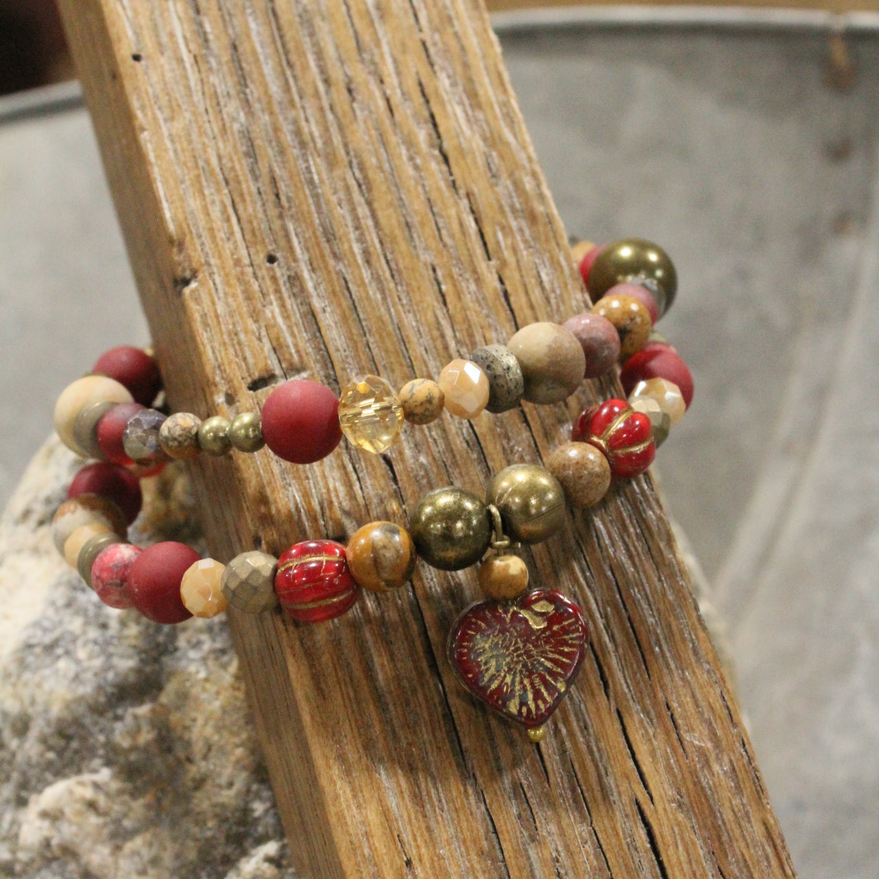 Heart Throb Czech Stone Wrap Bracelet