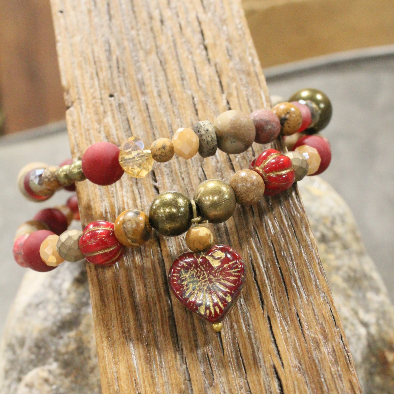 Heart Throb Czech Stone Wrap Bracelet