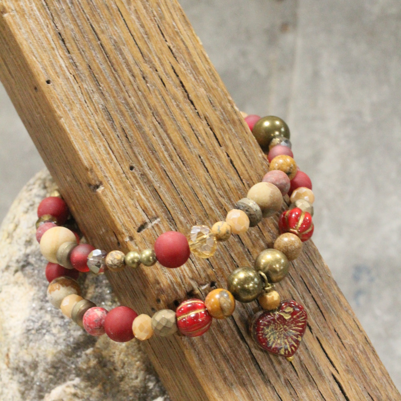 Heart Throb Czech Stone Wrap Bracelet