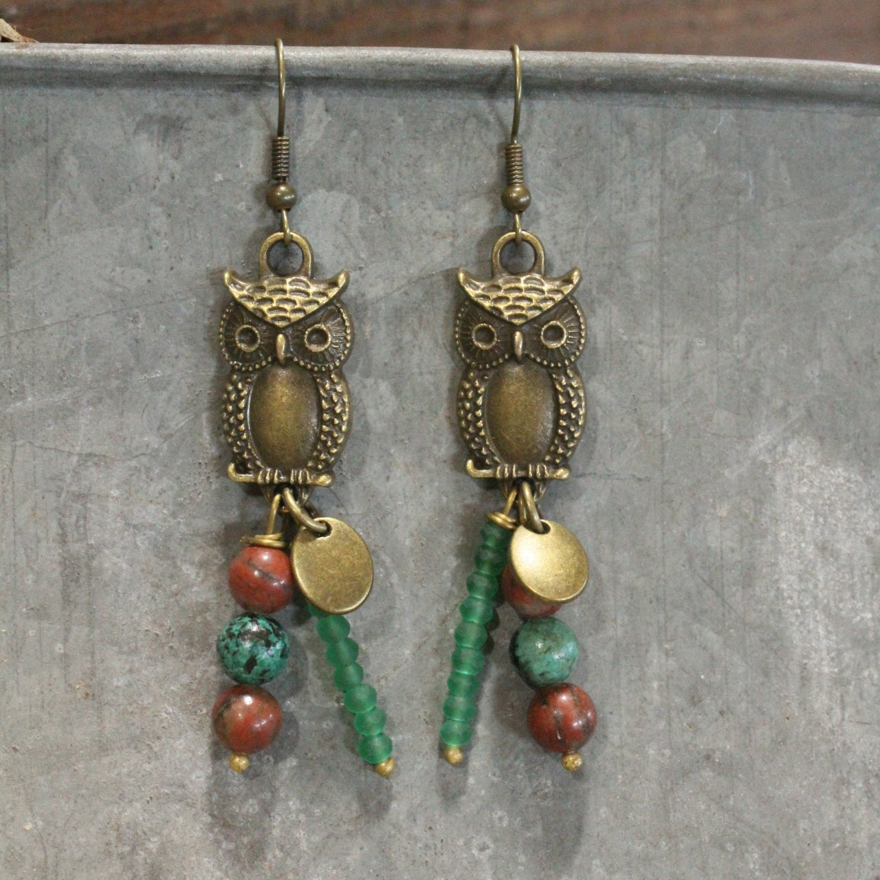 Stones & Owl Bronze Branched Earrings