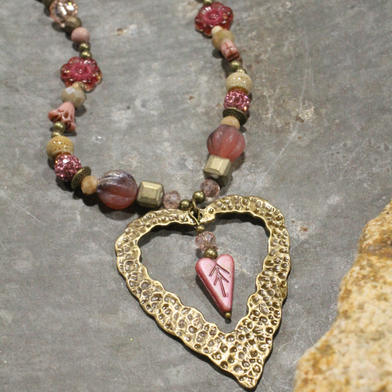 Sweetness Overload Czech Heart Necklace