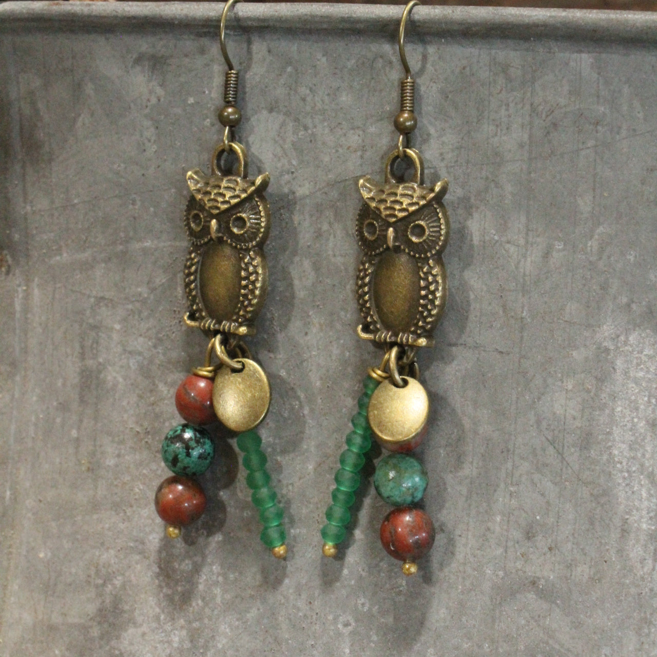 Stones & Owl Bronze Branched Earrings