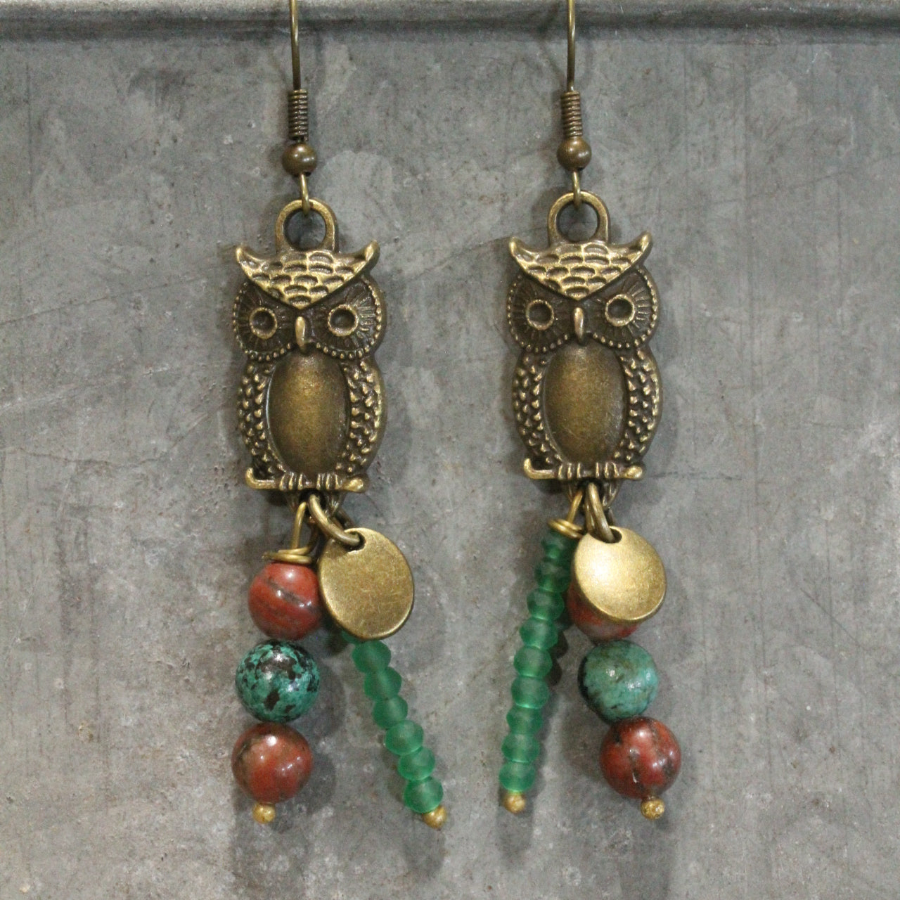 Stones & Owl Bronze Branched Earrings