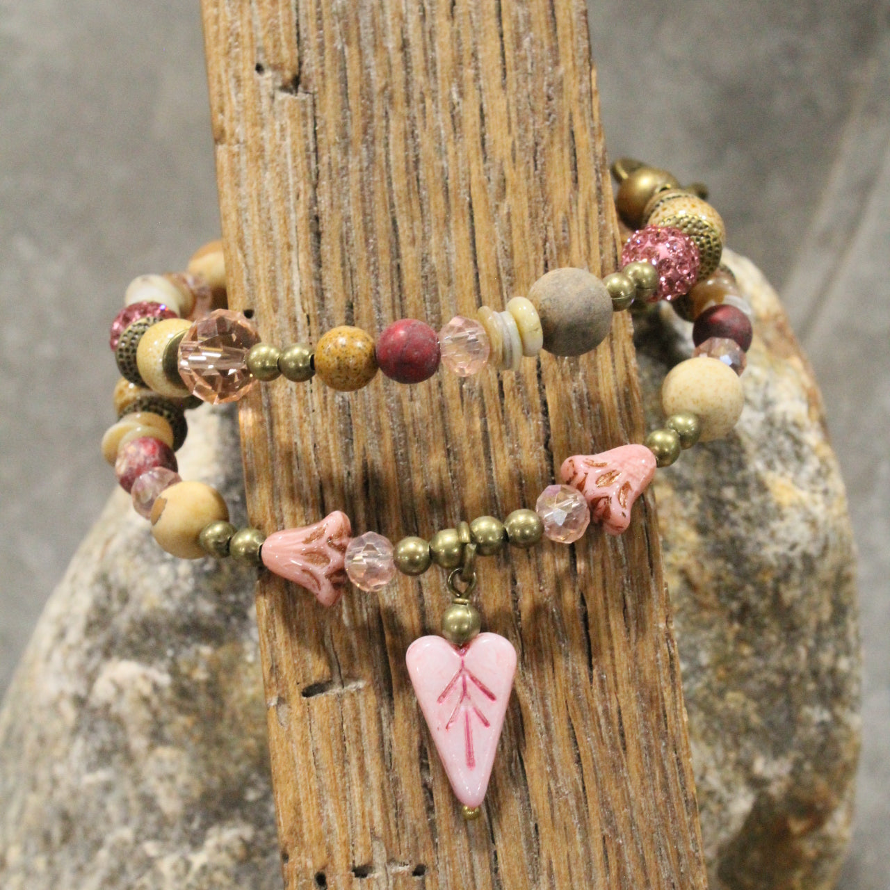 Sweetness Overload Czech Heart Wrap Bracelet