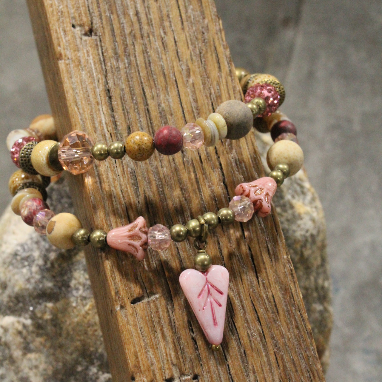 Sweetness Overload Czech Heart Wrap Bracelet