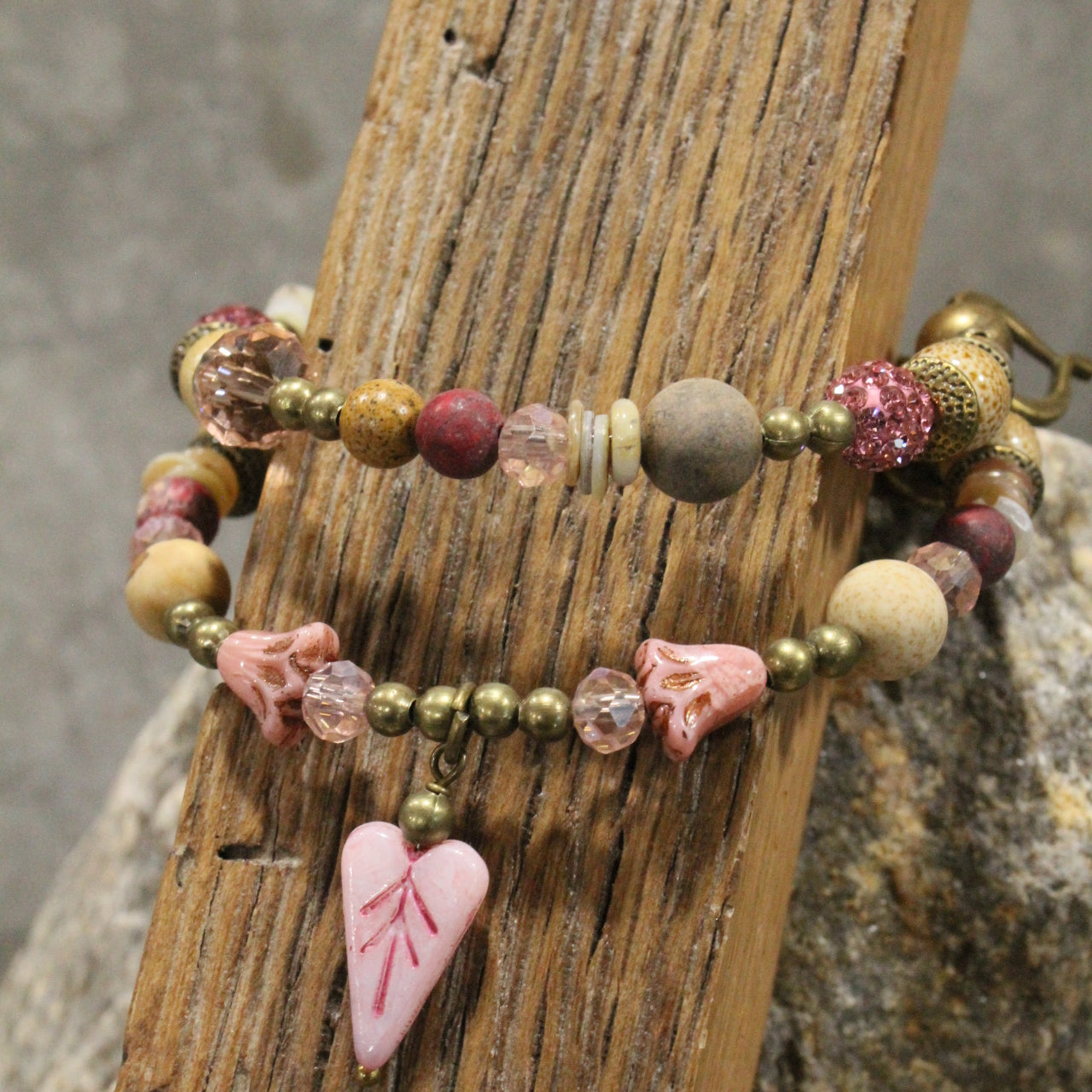 Sweetness Overload Czech Heart Wrap Bracelet