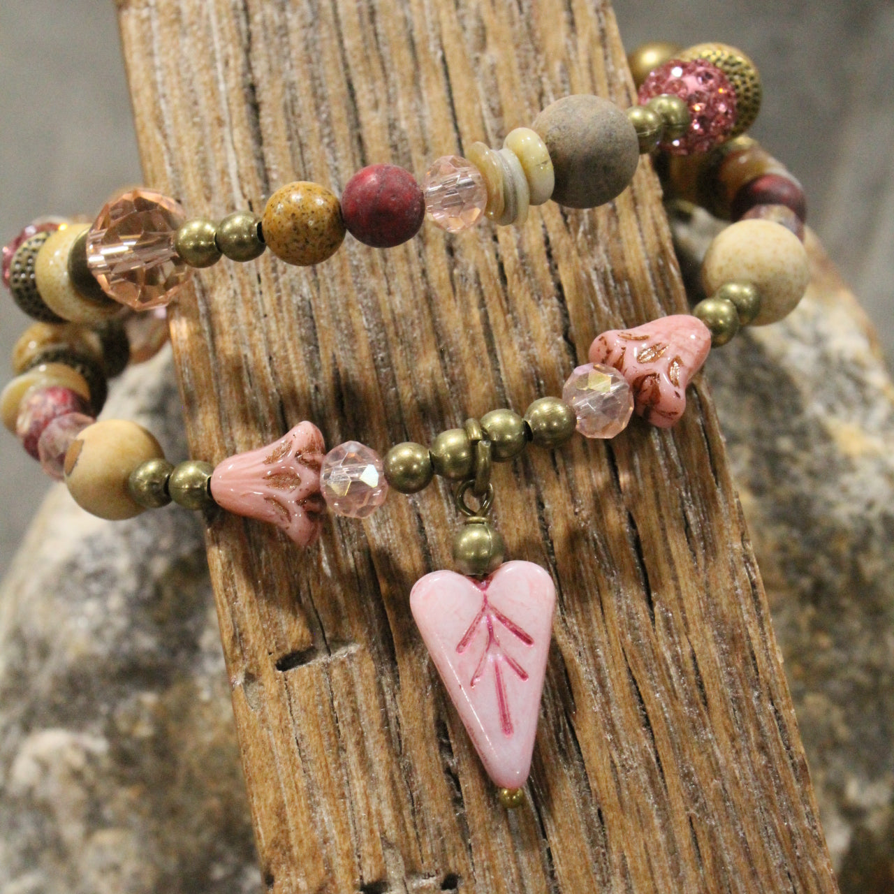 Sweetness Overload Czech Heart Wrap Bracelet