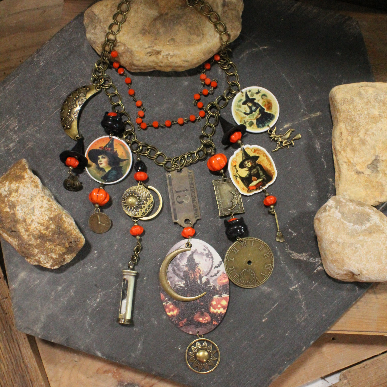 Clocks Winding Down Charm'd Necklace