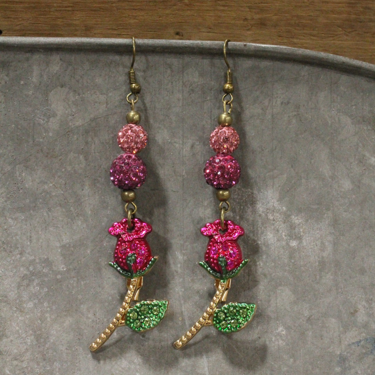 Power In The Flower Raspberry Dangle Earrings